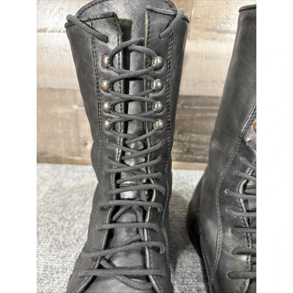 Kenneth Cole Black Leather Tall Combat Boots Made In Italy Men's Size 10 Vintage